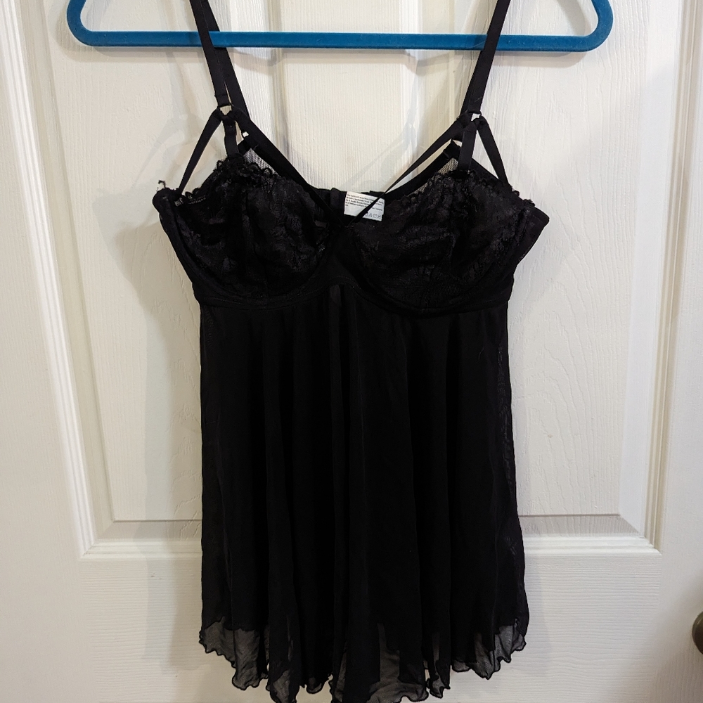 Maidenform Black Lace & Chiffon Chemise
